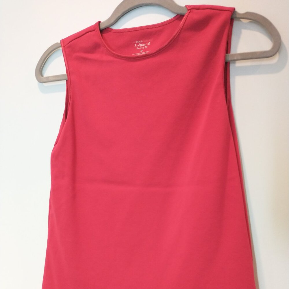 Sleeveless Red Top with Satin Accents Size M